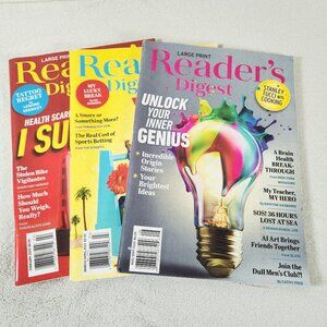 Readers Digest 2025 Large Print Magazine Lot of 3 Feb March/April Aug/Sept 2025